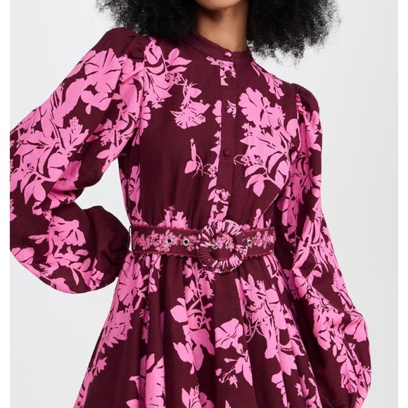 Red and Pink Long Sleeve Floral Dress - Picture 2 of 6